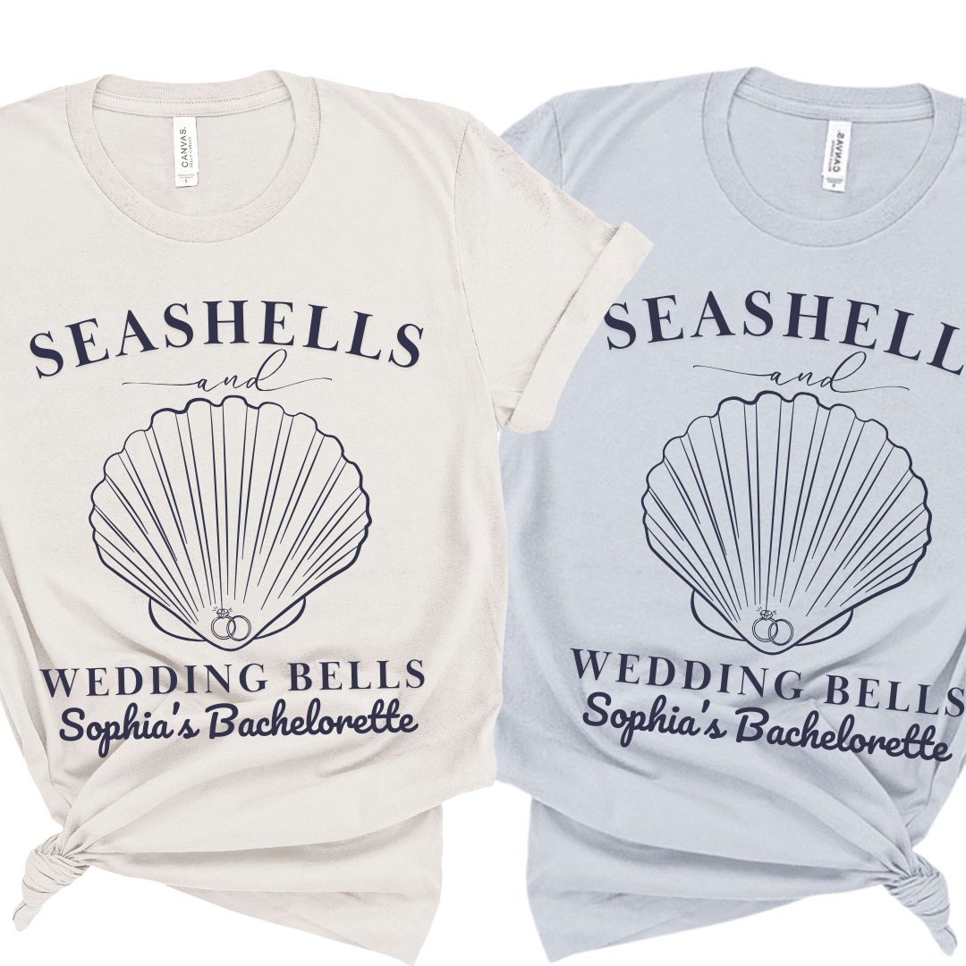 Seashells Bachelorette Party Shirt & 'Wedding Bells' Bachelorette Party Shirts - Custom Bachelorette T-Shirt X-Large / Ash Grey / I'm Tying The Knot -