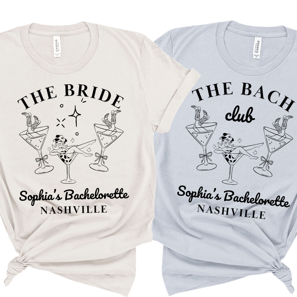 The 'Bride' & 'Tribe' Shirts - Martini Bridal Party Shirts - Custom Bachelorette T-Shirt - Martini Shirts