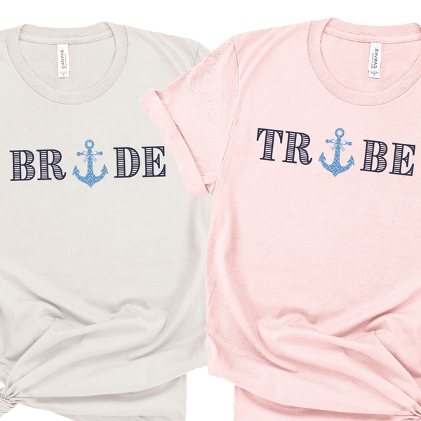 Chinoiserie Anchor 'Bride' & 'Tribe' Shirts - Nautical Bridal Party Shirts - Custom Bachelorette Party T-Shirts