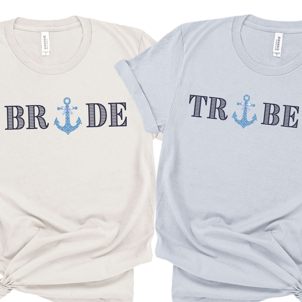 Chinoiserie Anchor 'Bride' & 'Tribe' Shirts - Nautical Bridal Party Shirts - Custom Bachelorette Party T-Shirts