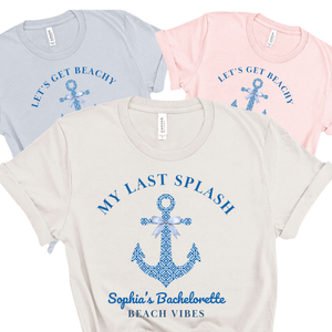 'My Last Splash' Bride Shirt & 'Let's Get Beachy' Bachelorette Party Shirts - Custom Bachelorette T-Shirt - Chinoiserie