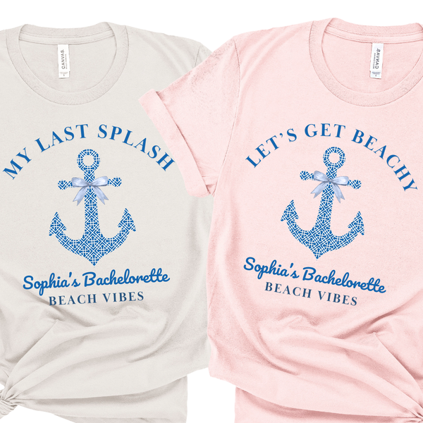 'My Last Splash' Bride Shirt & 'Let's Get Beachy' Bachelorette Party Shirts - Custom Bachelorette T-Shirt - Chinoiserie