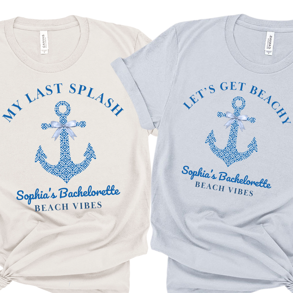 'My Last Splash' Bride Shirt & 'Let's Get Beachy' Bachelorette Party Shirts - Custom Bachelorette T-Shirt - Chinoiserie