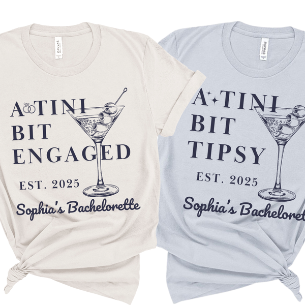 Martini Bachelorette Party Shirt  & 'Tini Bit Engaged' Bachelorette Party Shirts - Custom Bachelorette T-Shirt