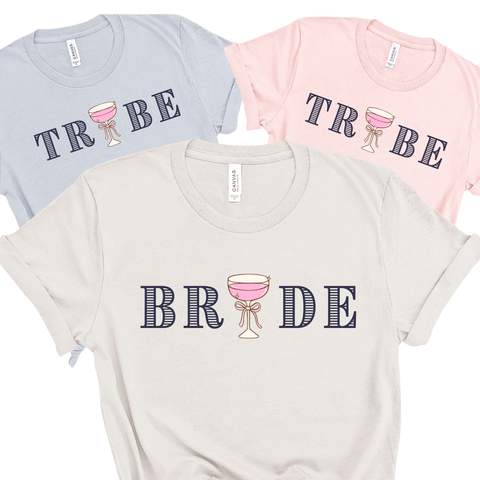 Wine Bachelorette 'Bride' & 'Tribe' Shirts - Wine Bridal Party Shirts - Custom Bachelorette T-Shirt