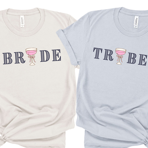 Wine Bachelorette 'Bride' & 'Tribe' Shirts - Wine Bridal Party Shirts - Custom Bachelorette T-Shirt