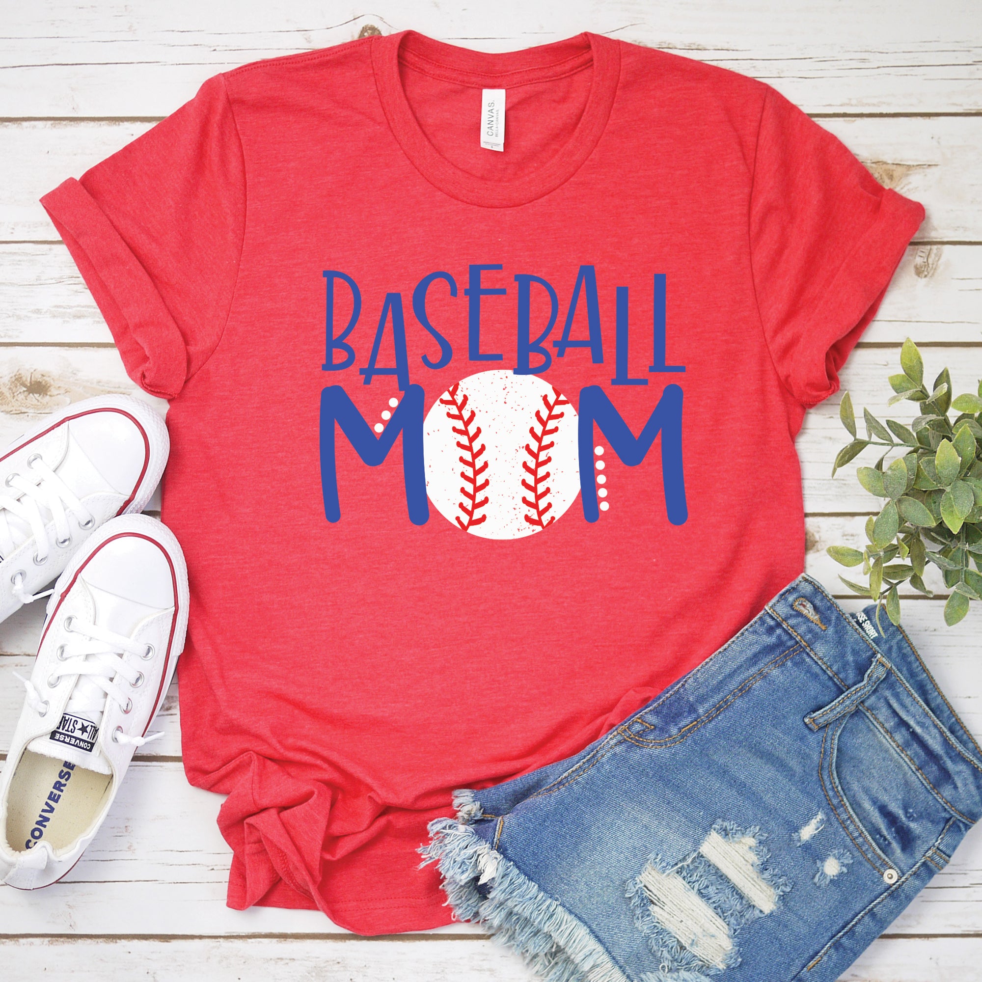 Time Flys Clothing Baseball Mom Small / Hthr Red